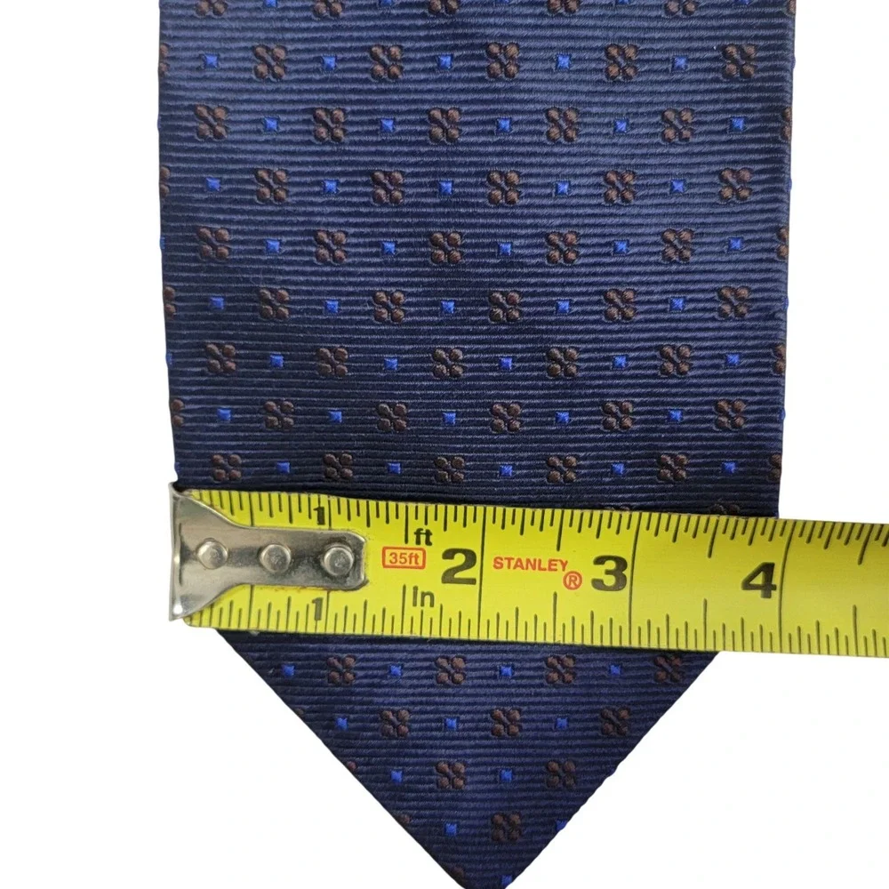 Breuer Navy Silk Pin Dot Foulard Repp Tie Handmade in France 4